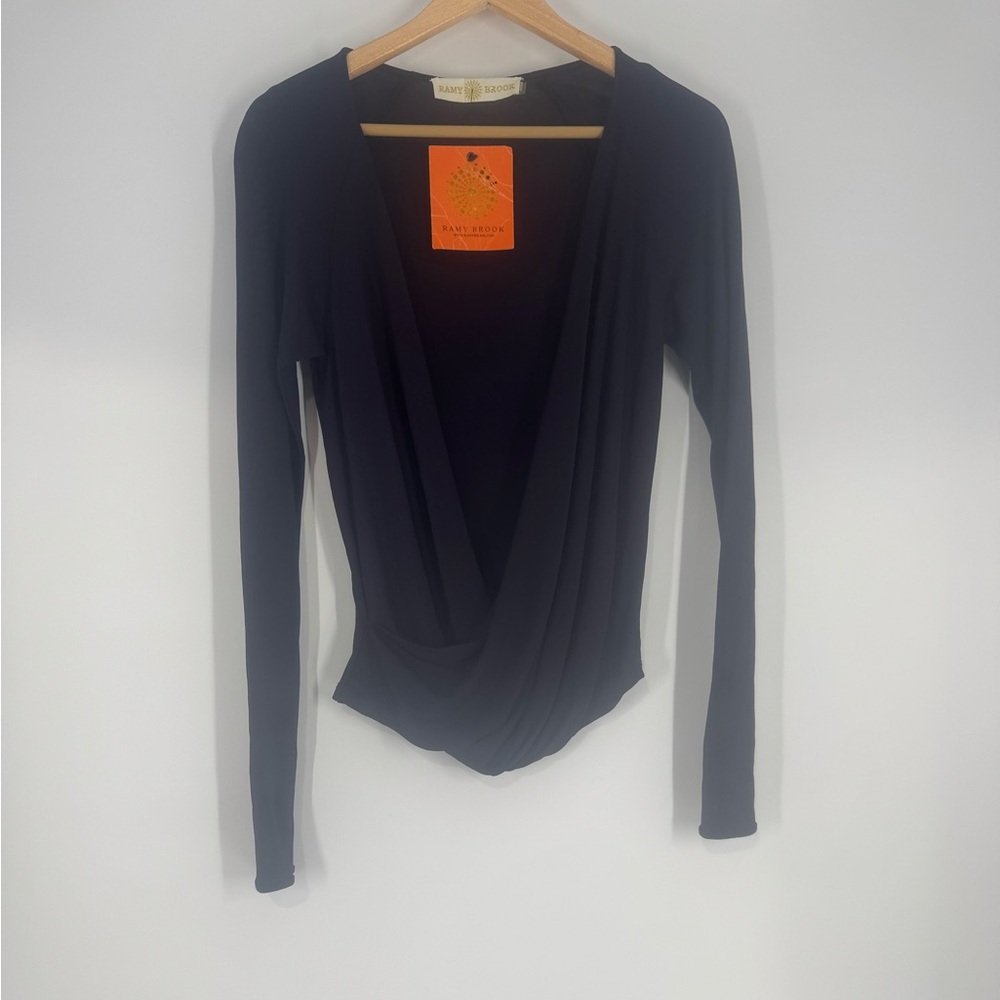 Ramy Brook women’s top long sleeves navy color size S new